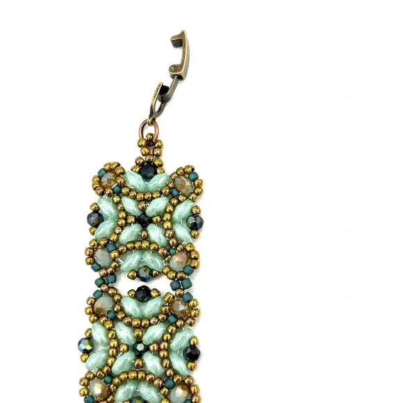 Hand Crafted Victorian Bracelet Aqua and Bronze - Picture 6 of 10